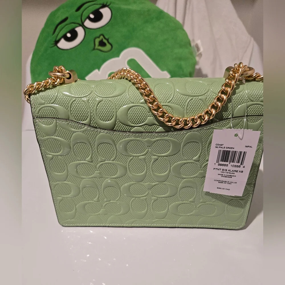 NWT Coach Klare Pale Green Signature Leather Crossbody Bag